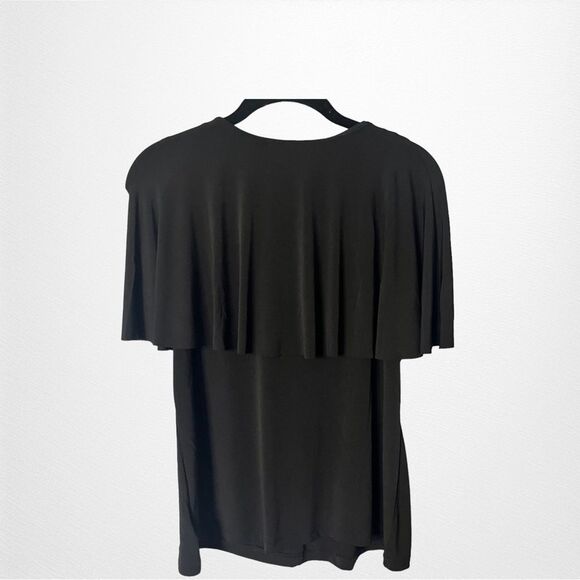 SIMONTON Says By George SIMONTON Black sleeveless Blouse wth Front Ruffle Size M - Picture 3 of 7